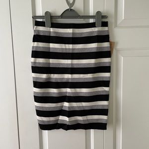 Rachel Roy black, grey and white stripped skirt